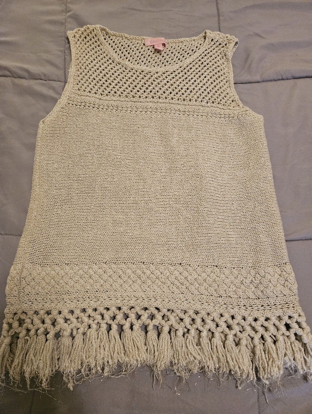 Lilly Pulitzer Cream Crochet Fringe Tank